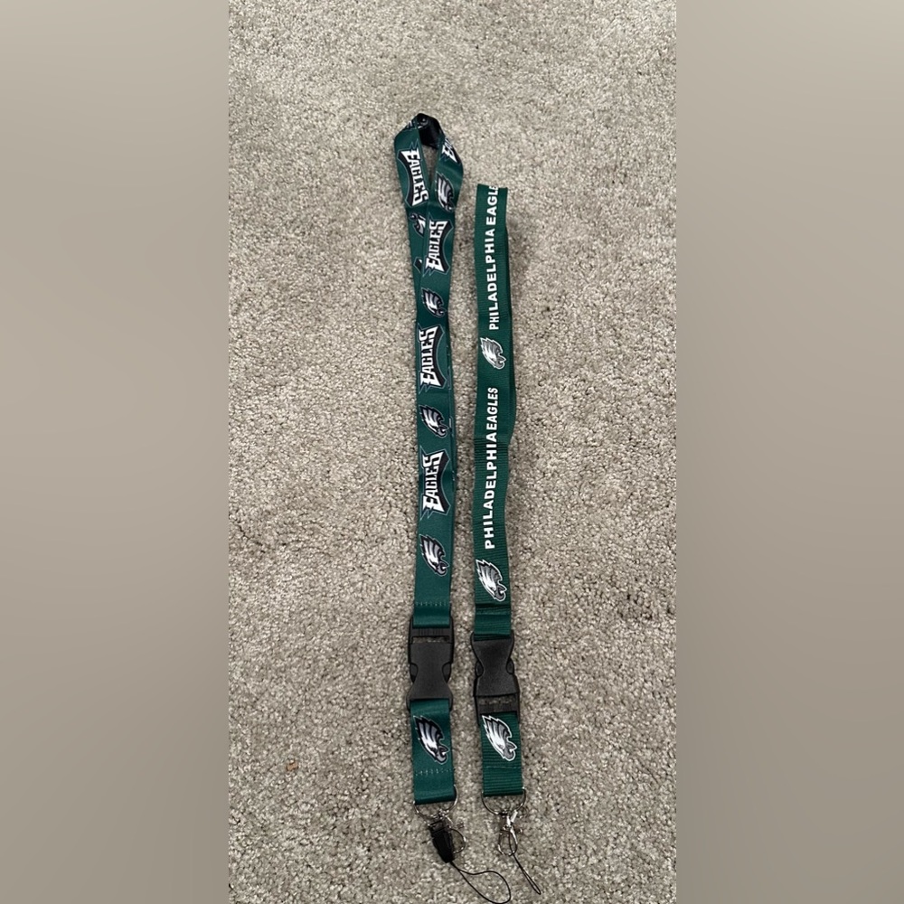 Two Philadelphia Eagles lanyards